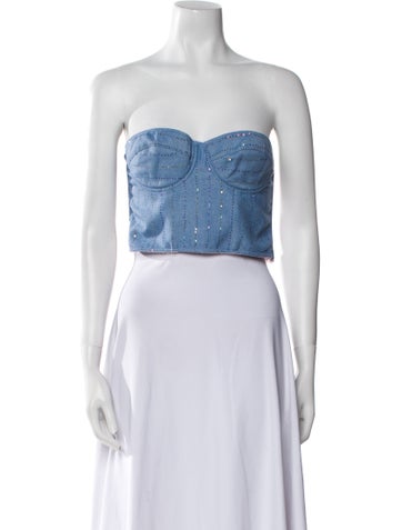 Des Phemmes Tops Wool Strapless Crop Top L