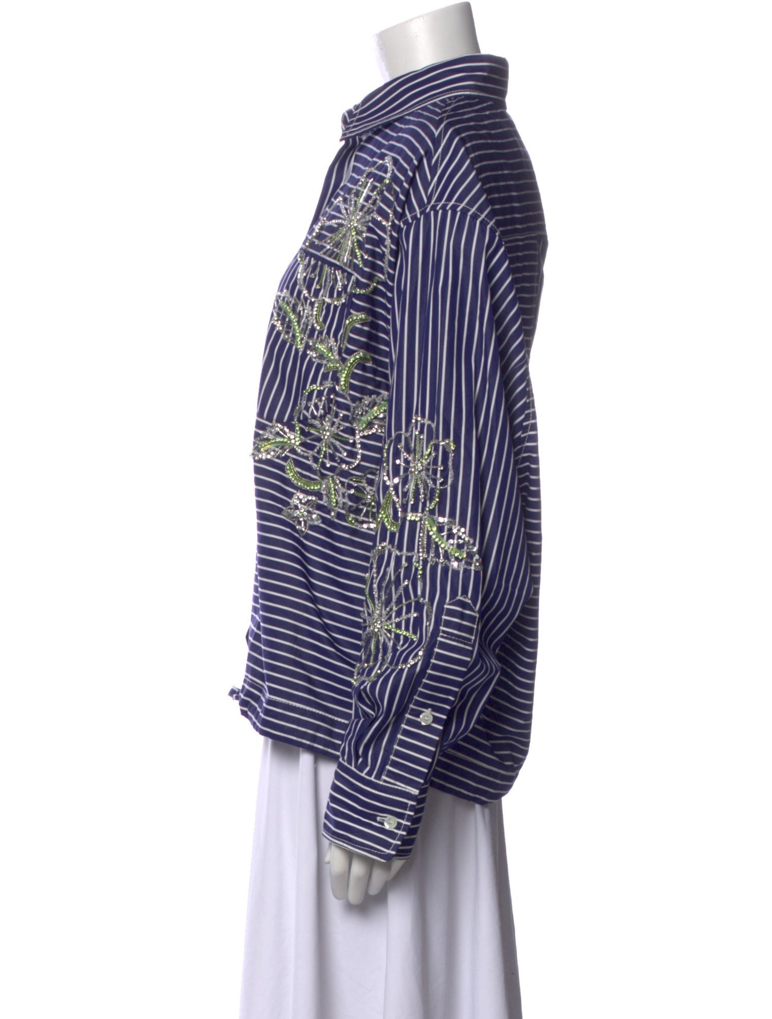 Des Phemmes Striped Long Sleeve Button-Up Top w/ Tags