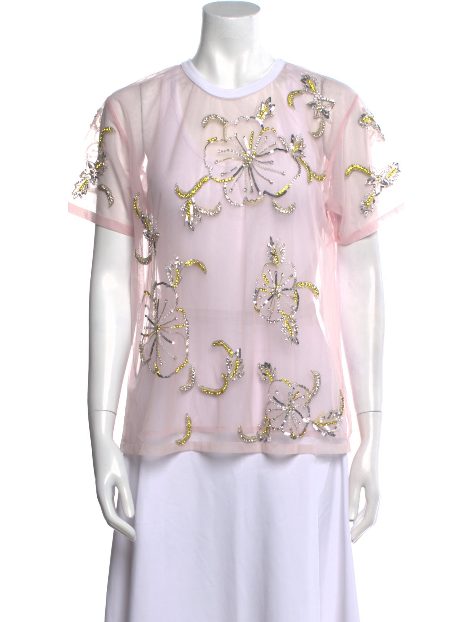 Des Phemmes Floral Print Crew Neck Blouse