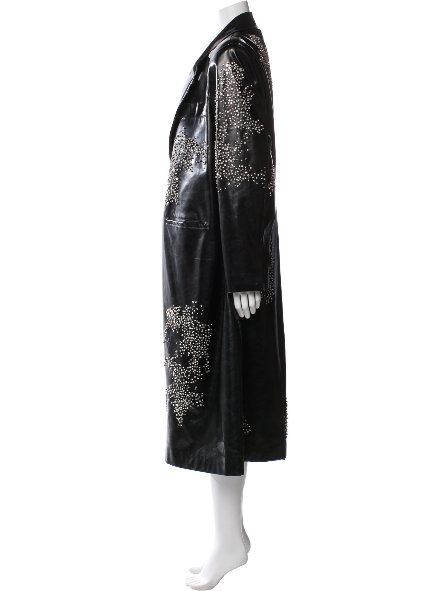 Des Phemmes Crystal-Embellished Faux Leather Jacket
