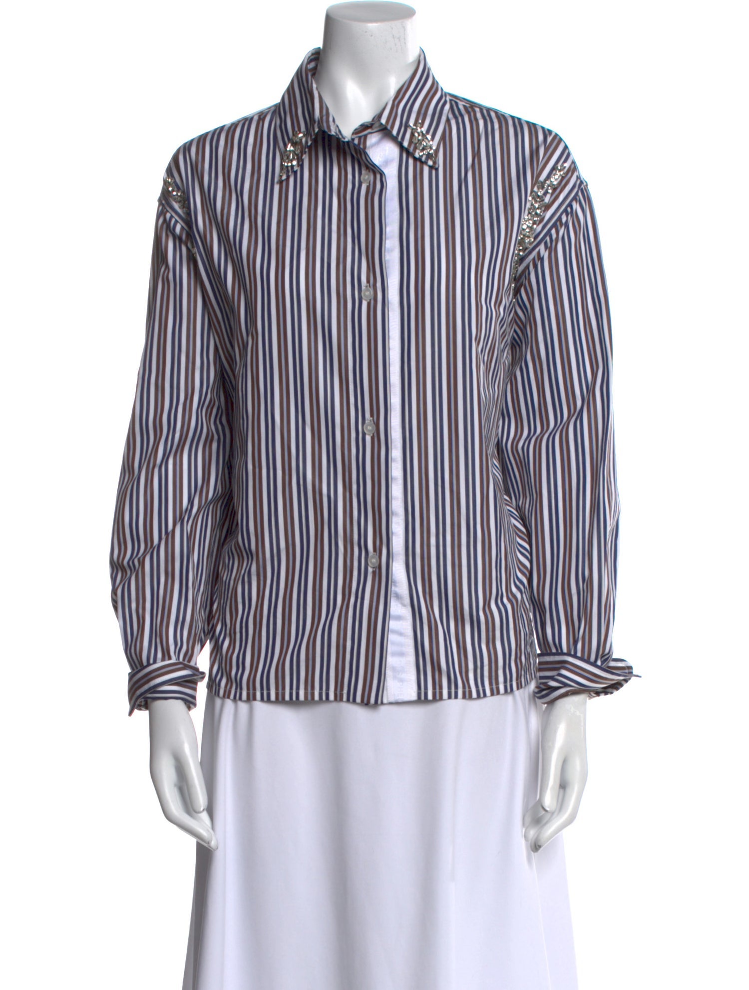 Des Phemmes Striped Long Sleeve Button-Up Top