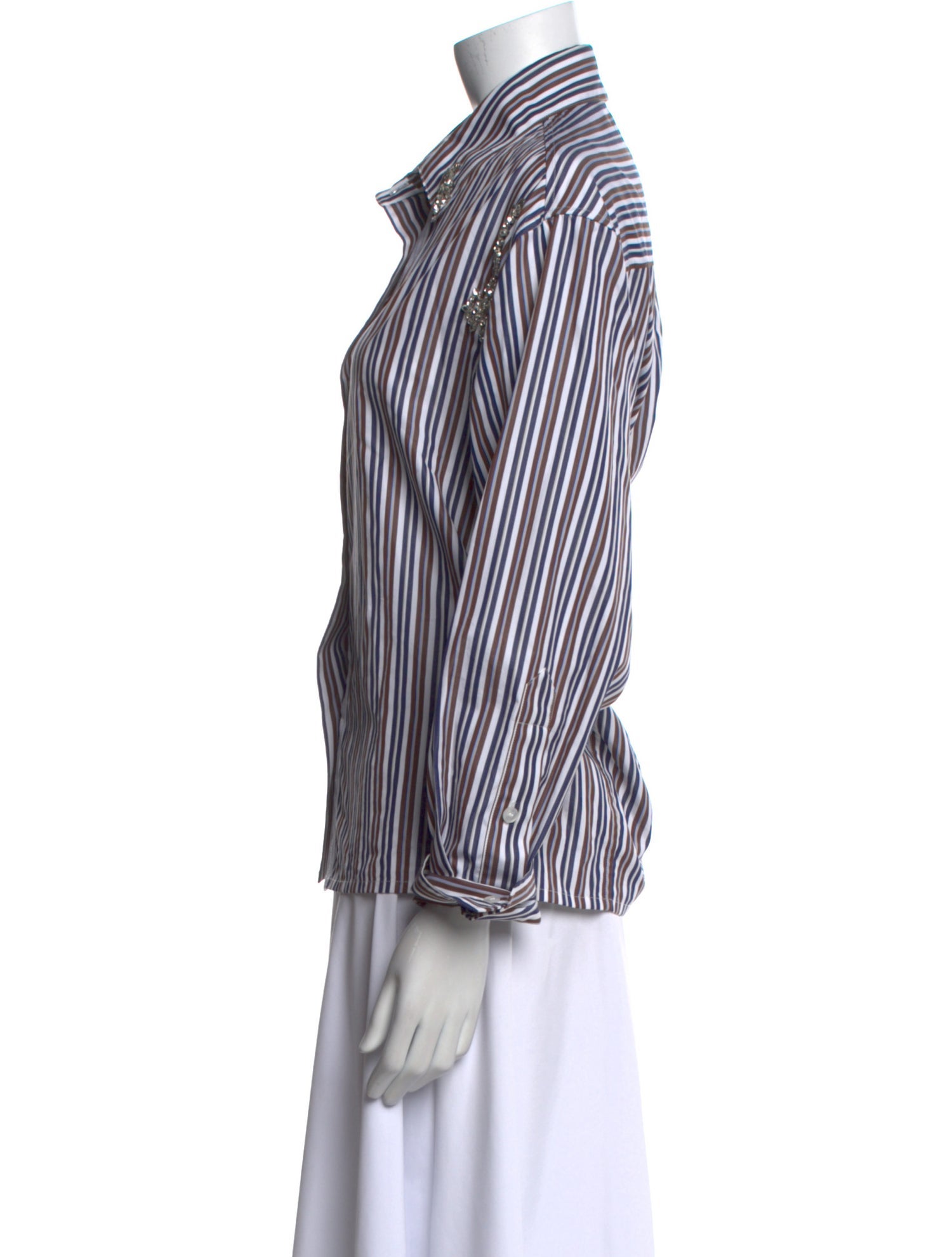 Des Phemmes Striped Long Sleeve Button-Up Top