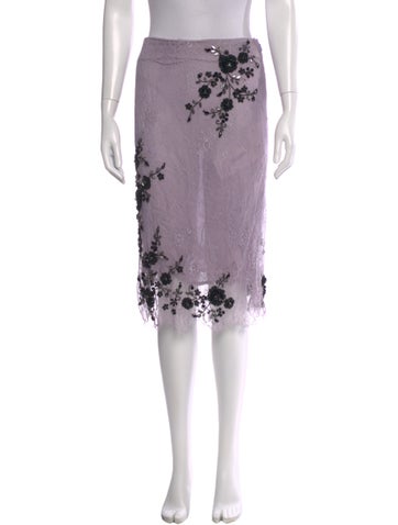 Pre-owned Des_phemmes Lace Pattern Knee-length Skirt In Purple