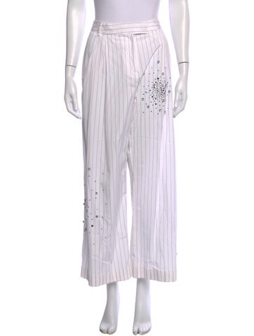 Pre-owned Des_phemmes Striped Straight Leg Pants In White