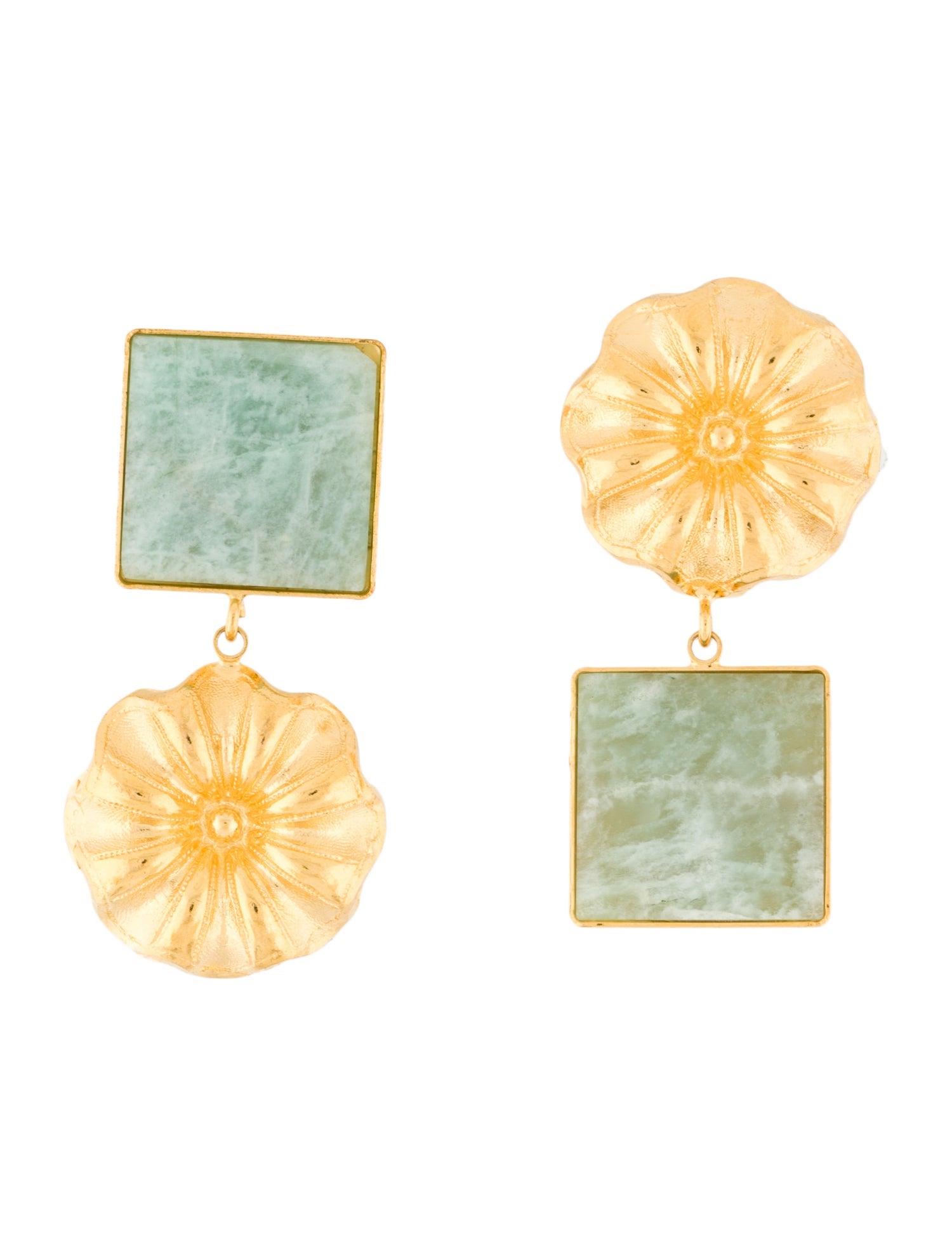 D'estree Resin Square Daisy Drop Earrings