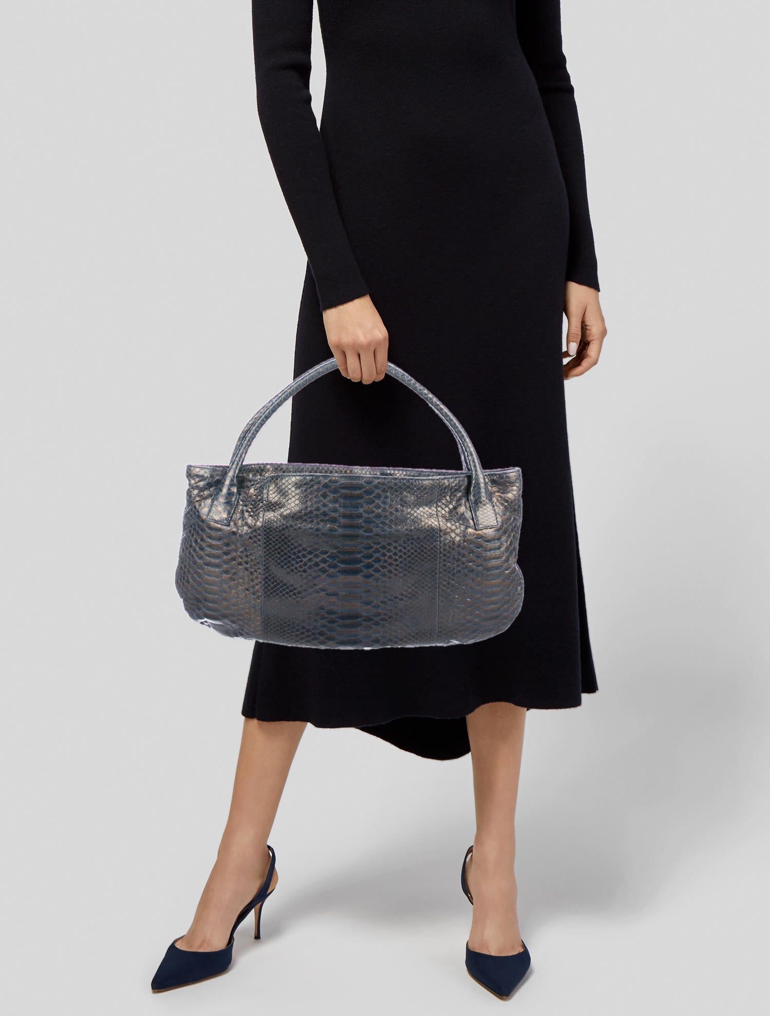 Devi Kroell Metallic Python Bag - Blue Handle Bags, Handbags - DEV21207 ...