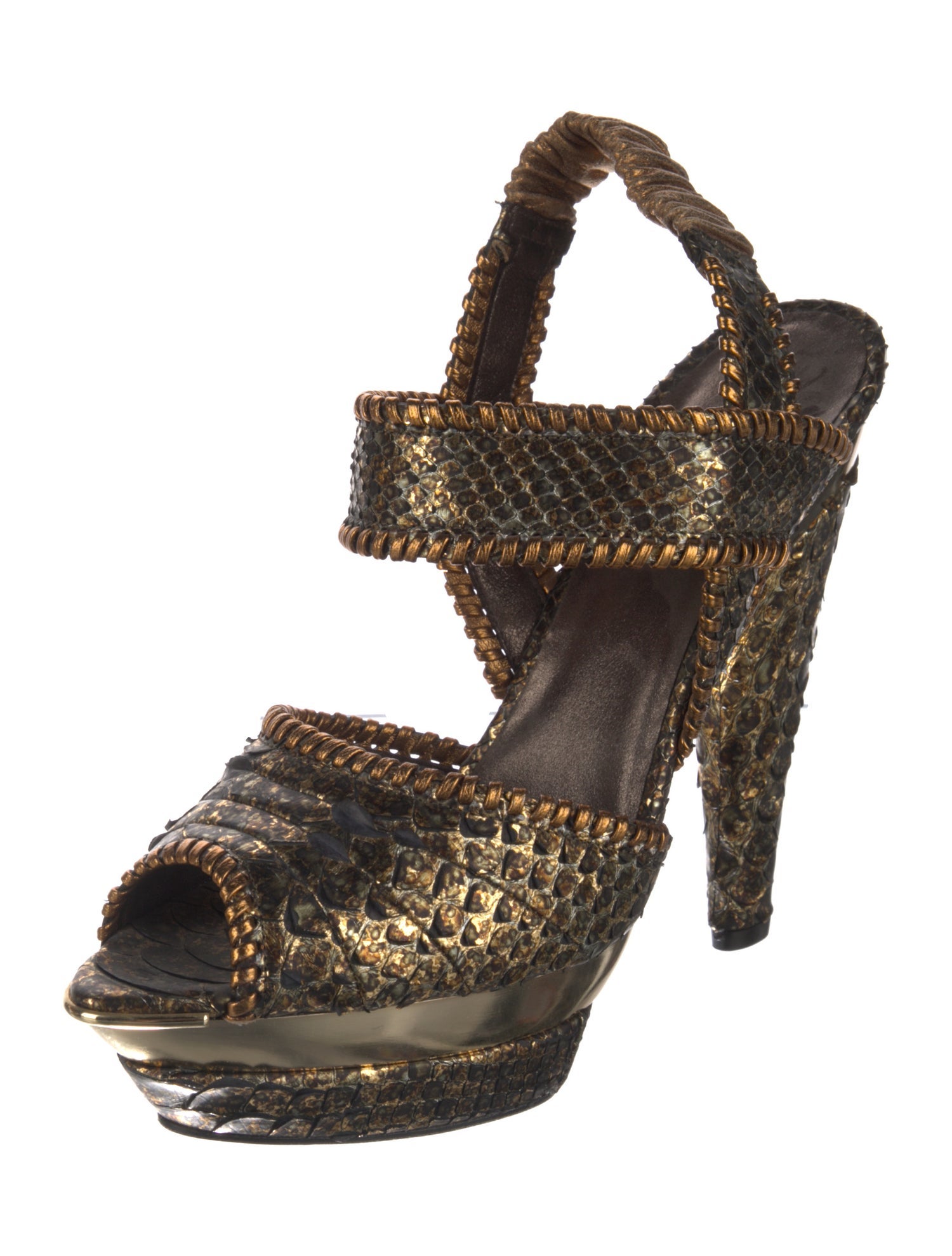 Devi Kroell Snakeskin Animal Print Sandals