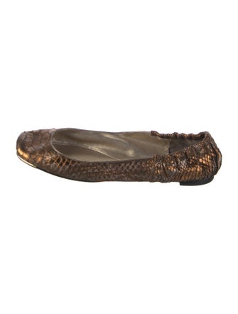 Devi Kroell Leather Animal Print Ballet Flats