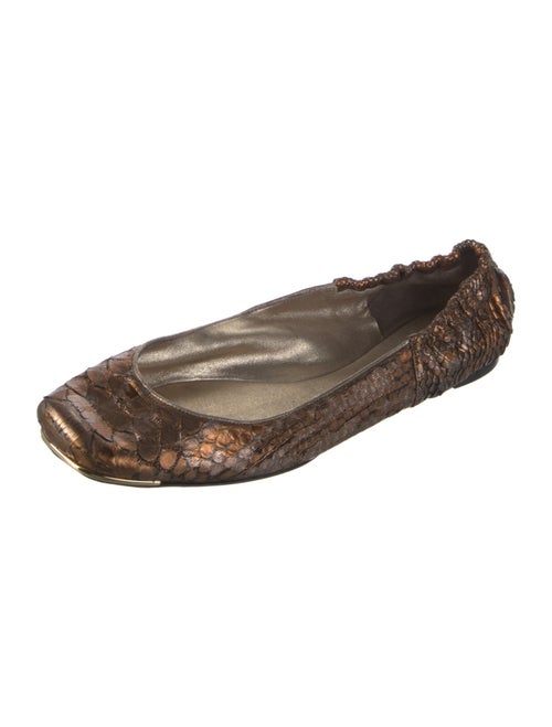 Devi Kroell Leather Animal Print Ballet Flats