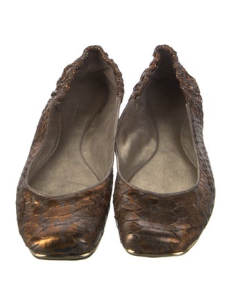Devi Kroell Leather Animal Print Ballet Flats