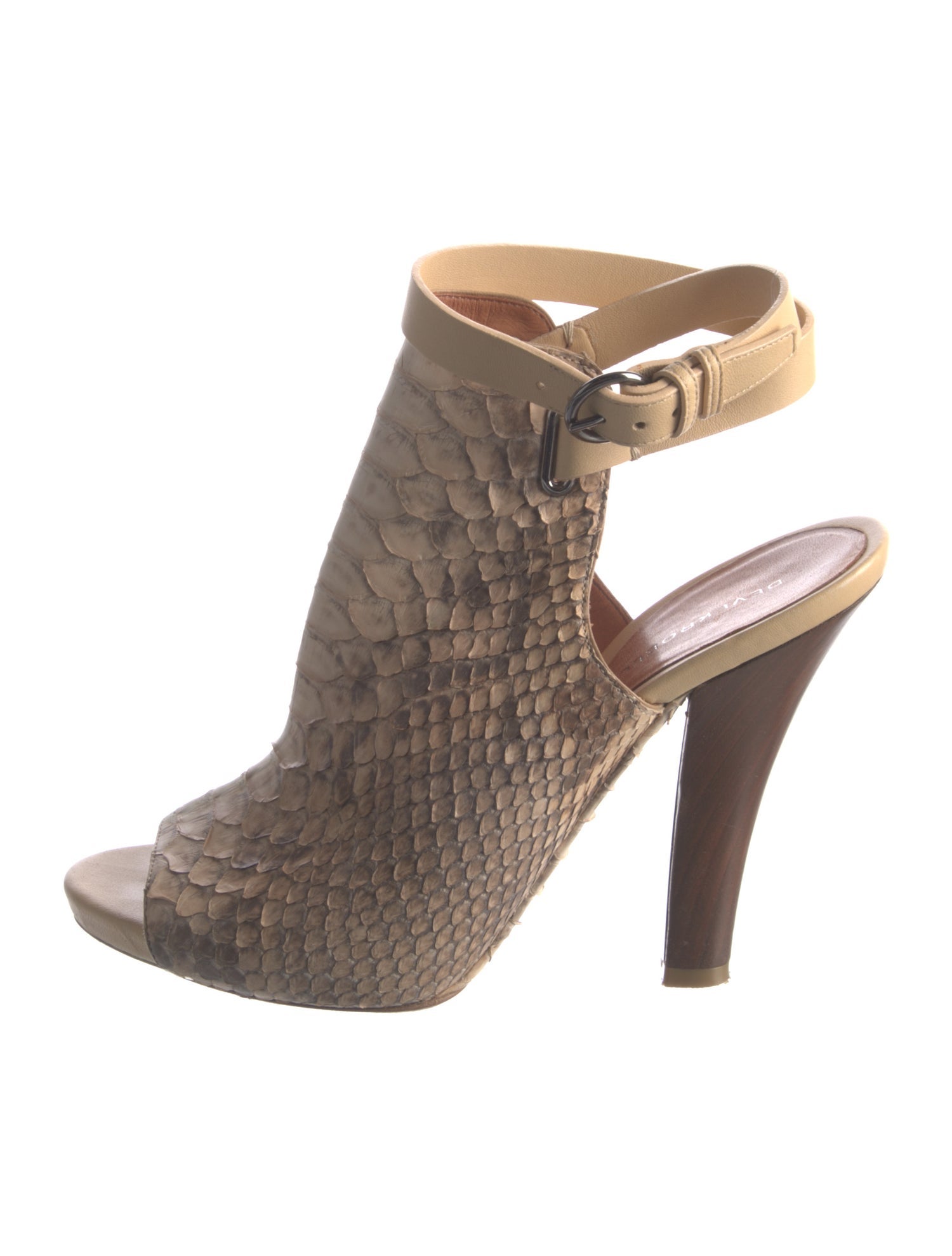 Devi Kroell Embossed Leather Animal Print Slingback Sandals