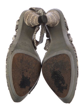 Devi Kroell Embossed Leather Animal Print Slingback Pumps