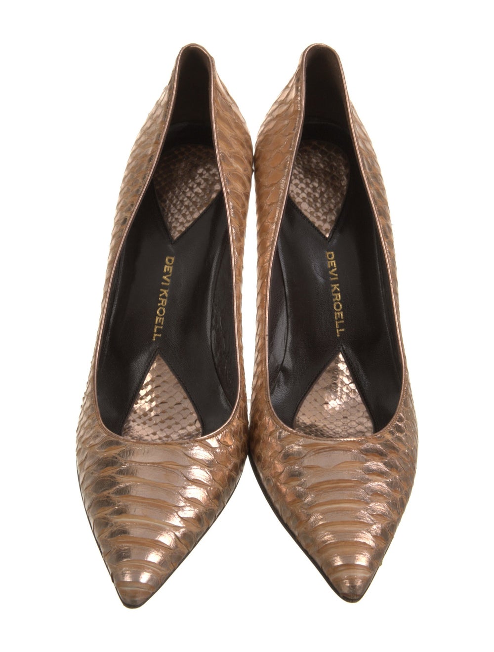Devi Kroell Python Pumps Gold & Metallic Animal P… - image 3