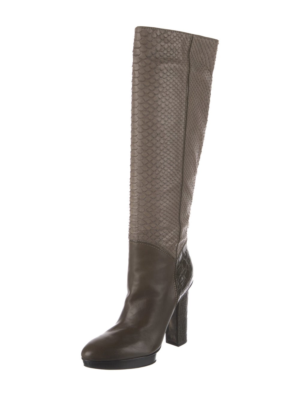 Devi Kroell Python Knee-High Boots Green Crocodil… - image 2