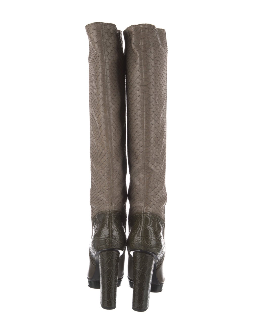 Devi Kroell Python Knee-High Boots Green Crocodil… - image 4