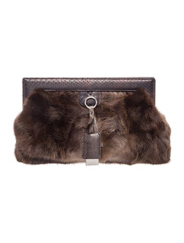 Pre-owned Devi Kroell Fur Clutch In Brown