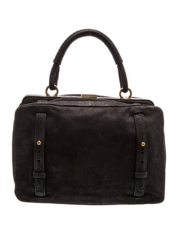 Pre-owned Devi Kroell Suede Top Handle Bag In Black