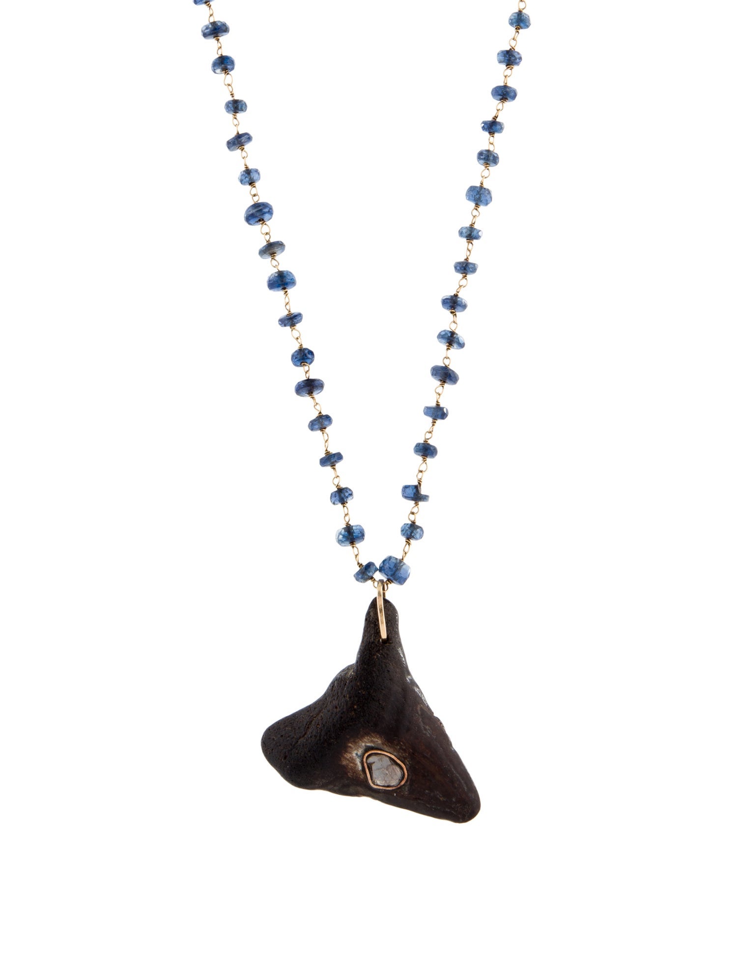 Dezso by Sara Beltran 18K Shark Teeth, Kyanite & Diamond Bead Strand Pendant Necklace