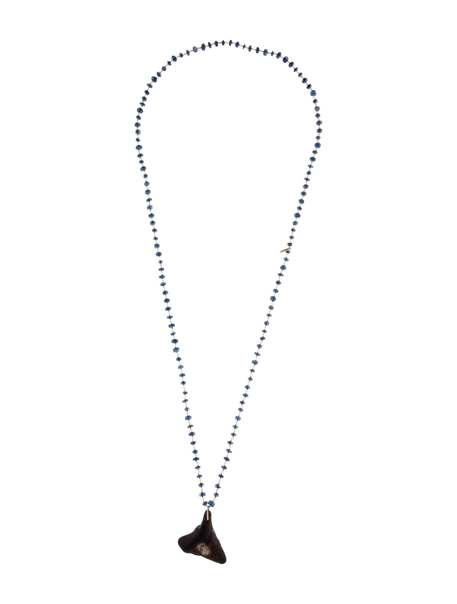 Dezso by Sara Beltran 18K Shark Teeth, Kyanite & Diamond Bead Strand Pendant Necklace