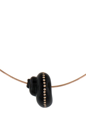 Dezso by Sara Beltran 18K Onyx & Diamond Classic Carved Turbo Shell Collar Necklace