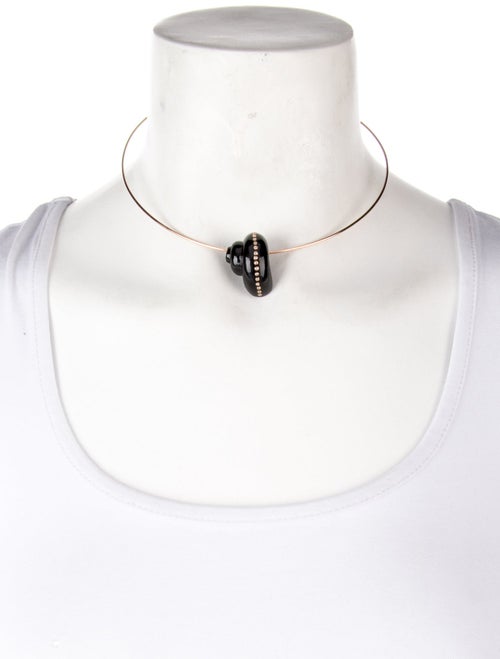 Dezso by Sara Beltran 18K Onyx & Diamond Classic Carved Turbo Shell Collar Necklace
