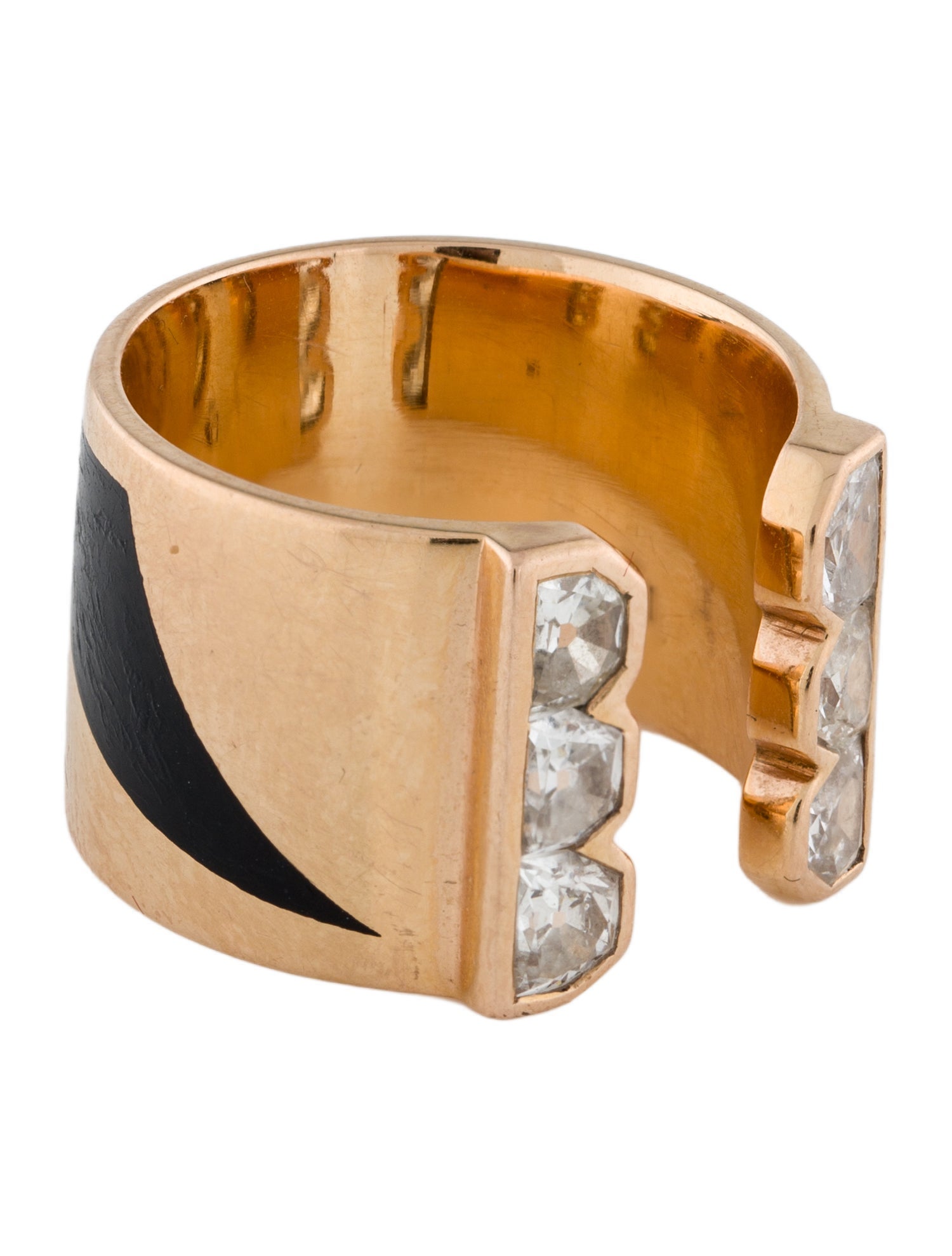 Dezso by Sara Beltran 18K Diamond & Enamel Deco Shark Ring