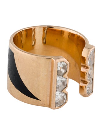 Dezso by Sara Beltran 18K Diamond & Enamel Deco Shark Ring