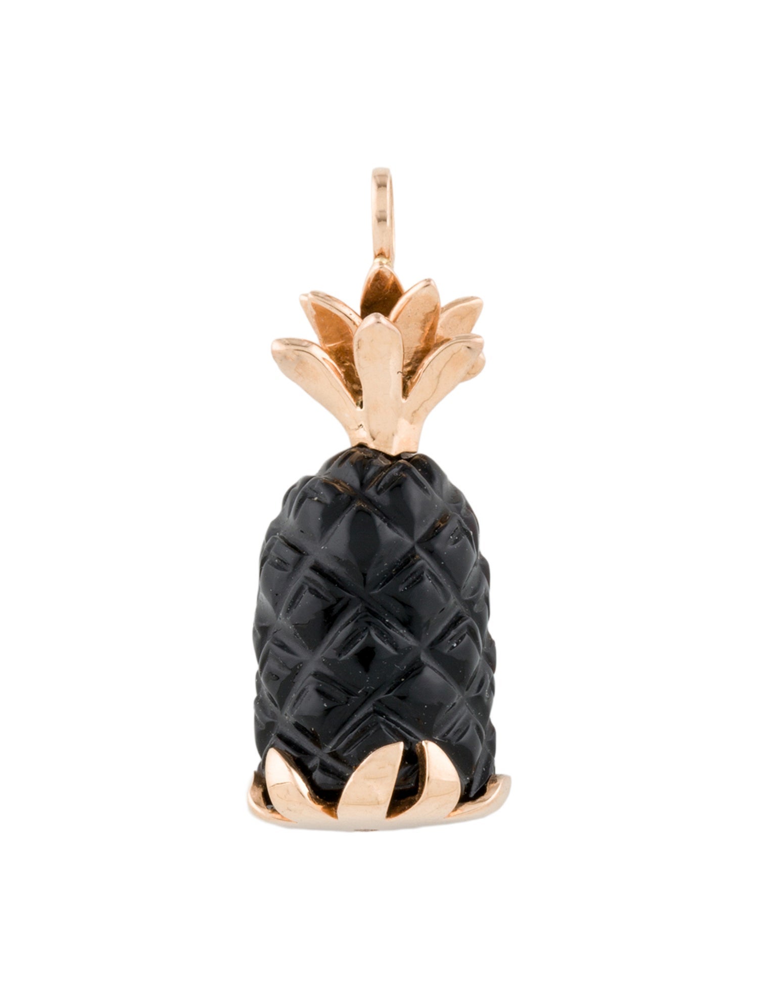 Dezso by Sara Beltran 18K Onyx Deco Carved Pineapple Pendant