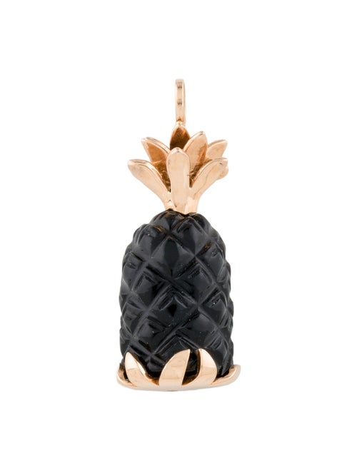 Dezso by Sara Beltran 18K Onyx Deco Carved Pineapple Pendant