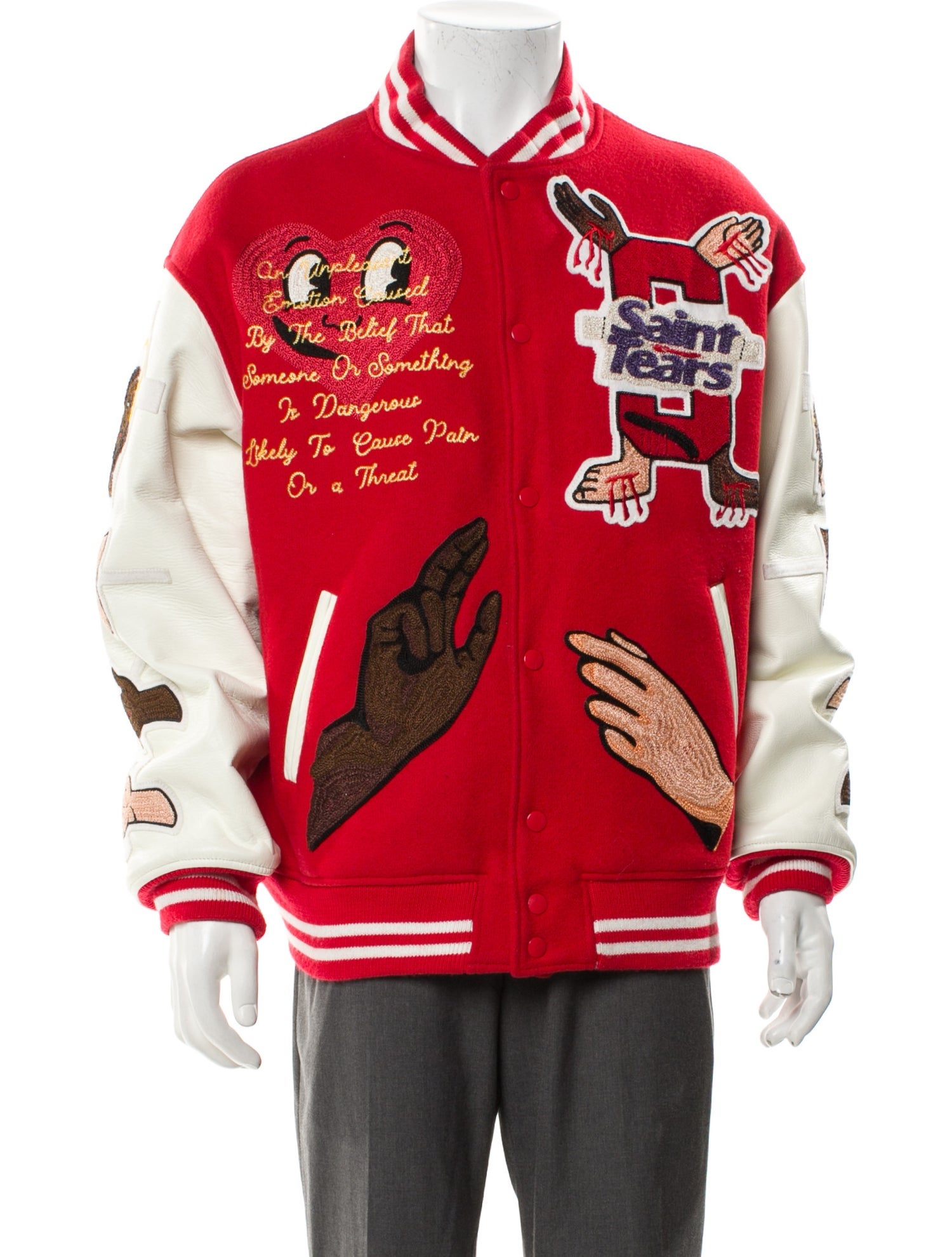 Denim Tears x Saint Michael Wool Colorblock Pattern Varsity Jacket