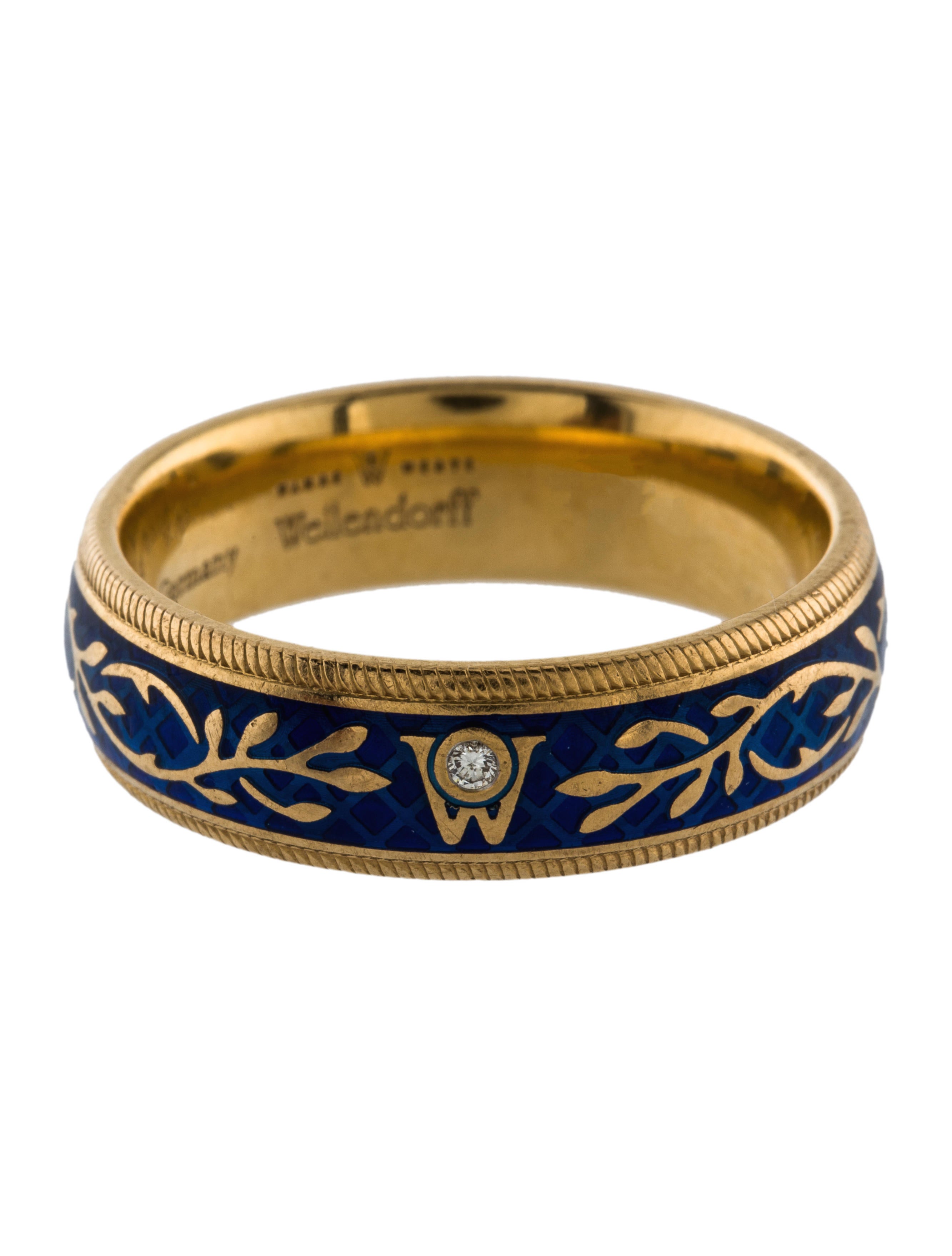 Wellendorff 18K Diamond & Enamel Me Not Ring 18K Yellow Gold