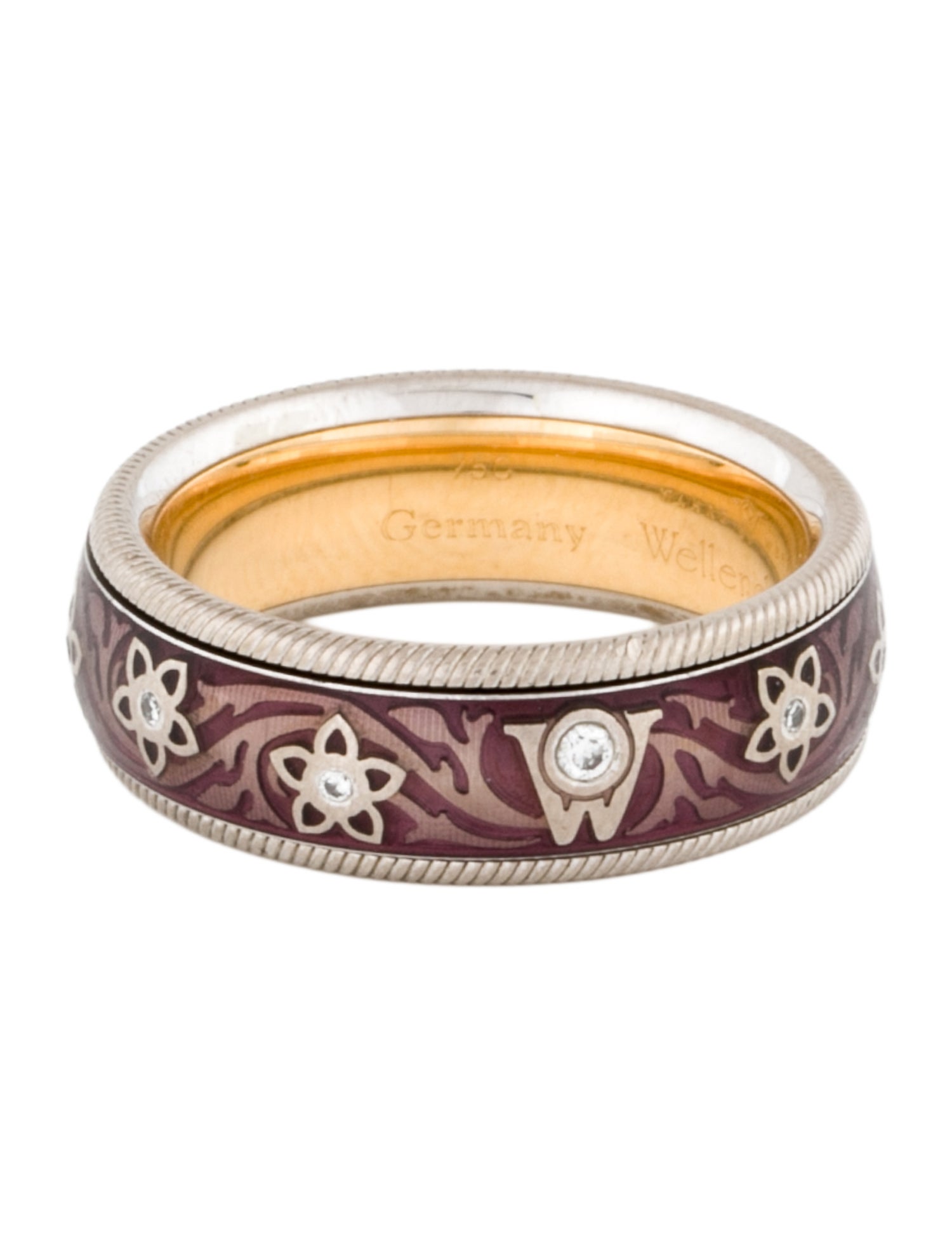 Wellendorff 18K Diamond & Enamel Flower Spinner Band