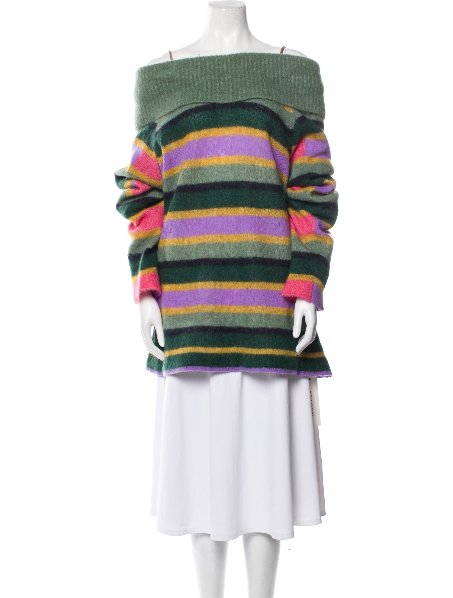 YanYan Striped Off-The-Shoulder Sweater