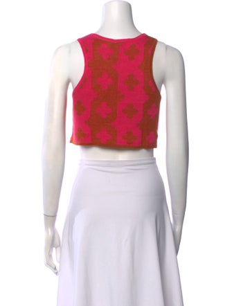 YanYan Printed Scoop Neck Crop Top