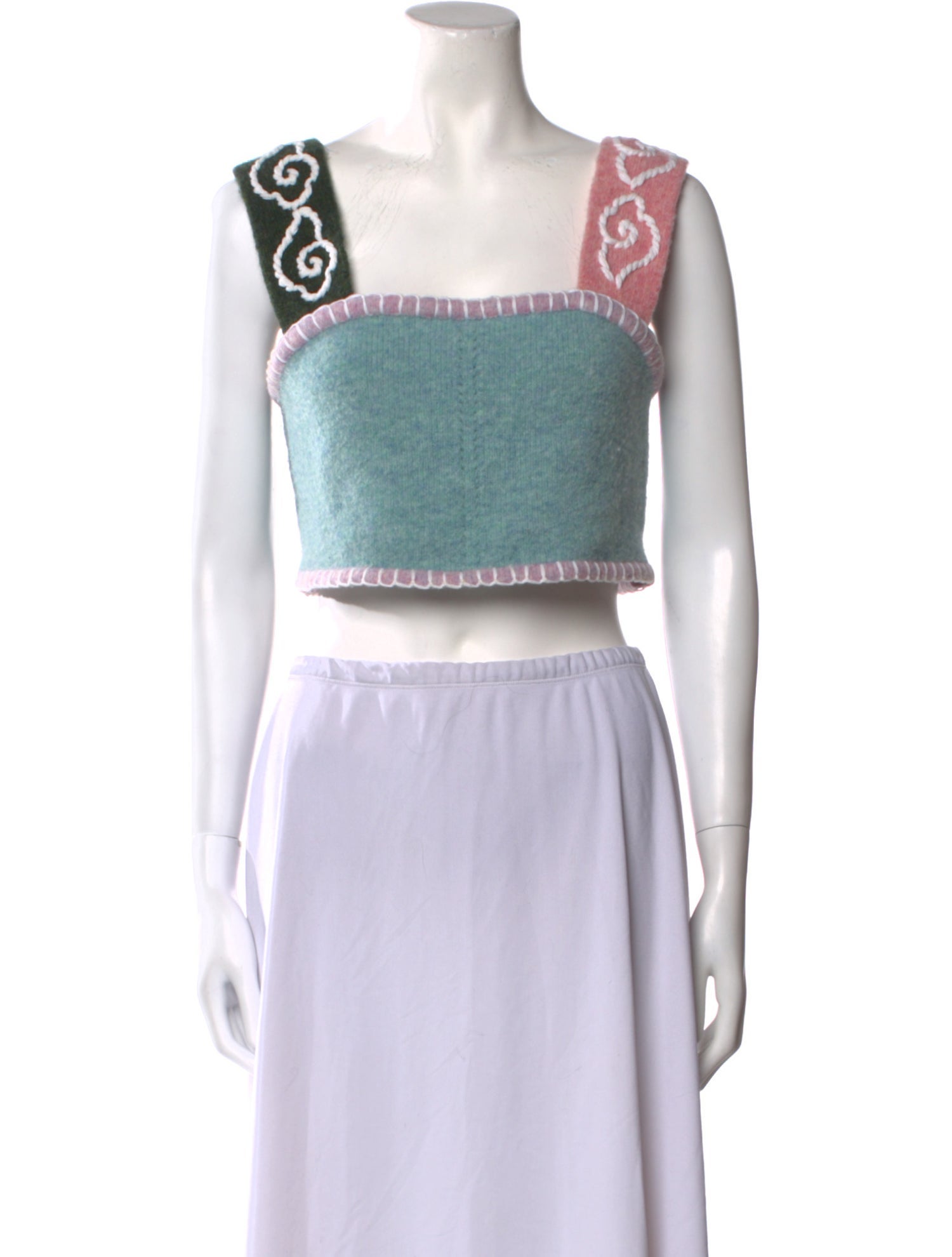 YanYan Colorblock Pattern Square Neckline Crop Top