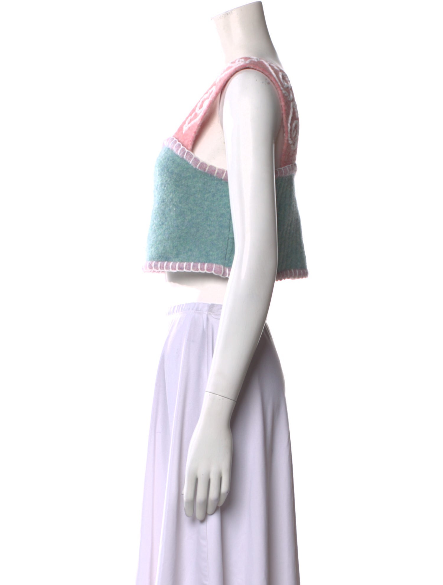 YanYan Colorblock Pattern Square Neckline Crop Top