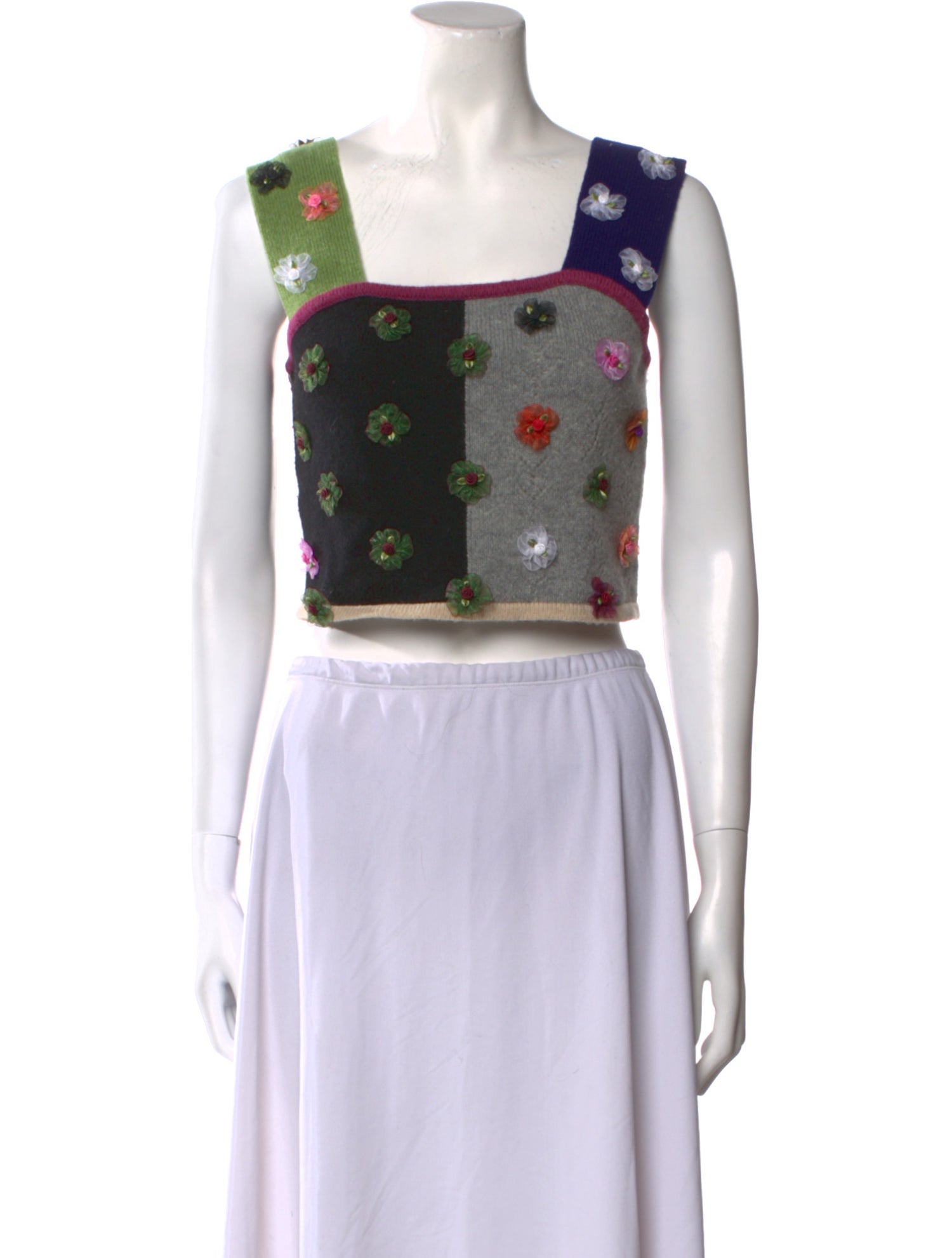 YanYan Floral Print Square Neckline Crop Top