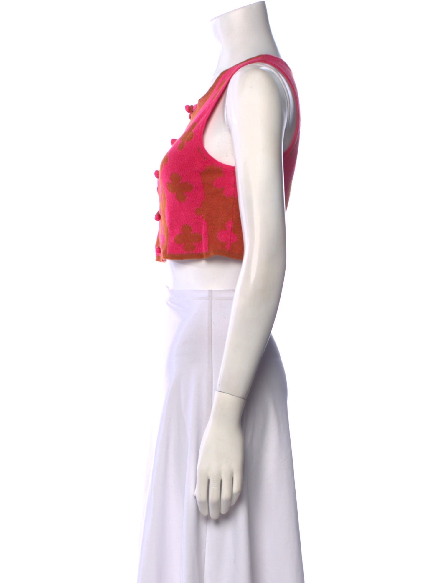 YanYan Printed Scoop Neck Crop Top