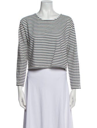 Source Unknown Striped Scoop Neck Crop Top