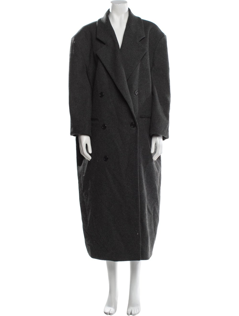 Source Unknown Wool Coat Grey Pointed Collar Long… - image 1