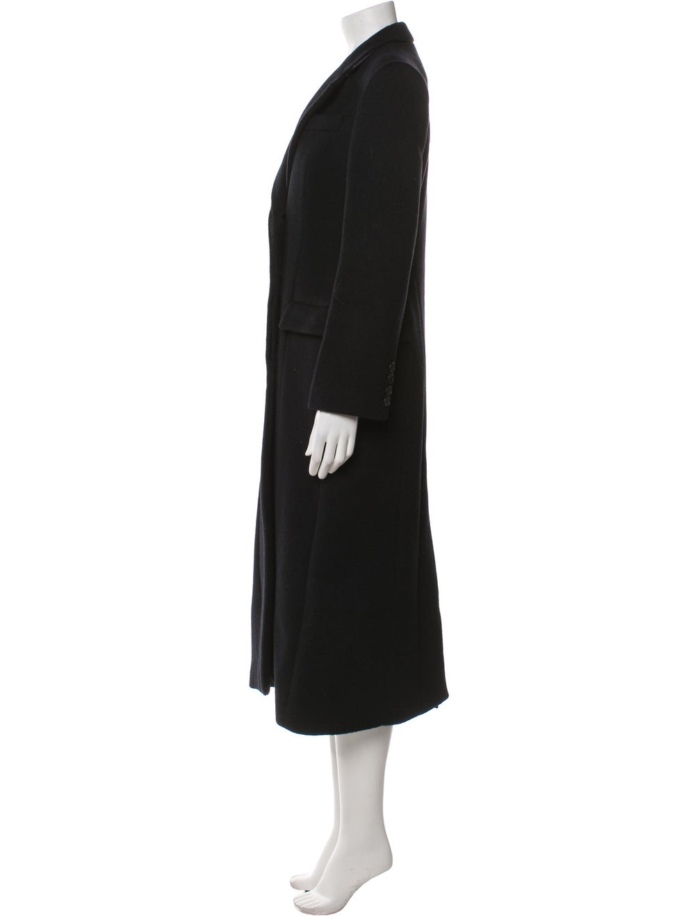 Source Unknown Wool Coat Black Pointed Collar Long - image 2