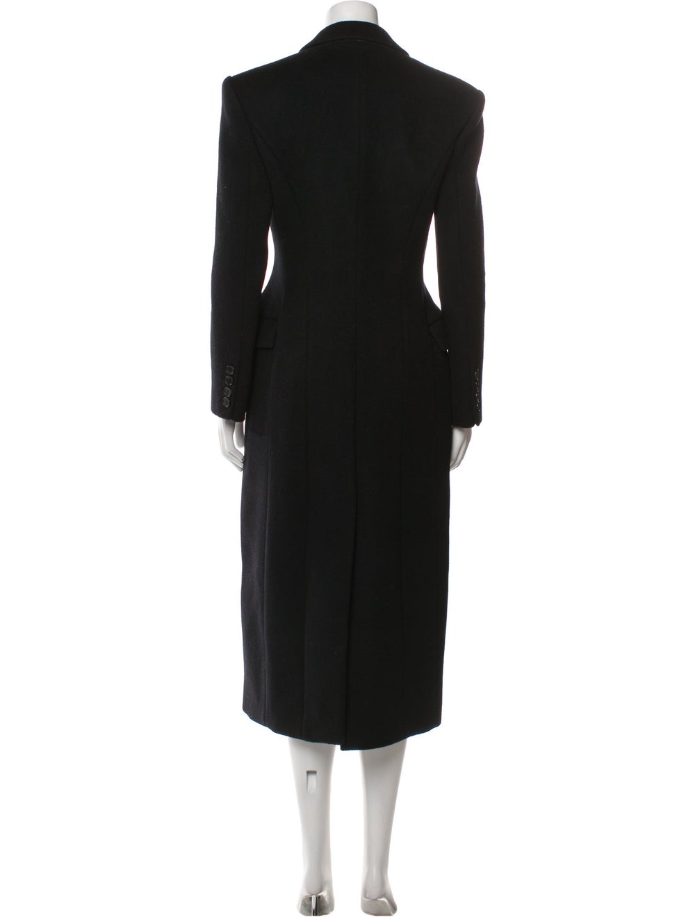 Source Unknown Wool Coat Black Pointed Collar Long - image 3