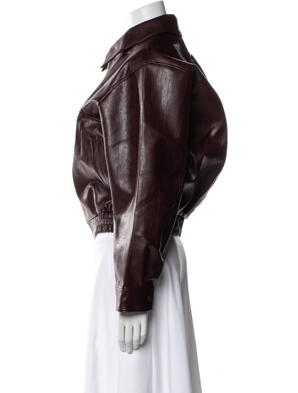 Source Unknown Leather Biker Jacket Burgundy Poin… - image 2