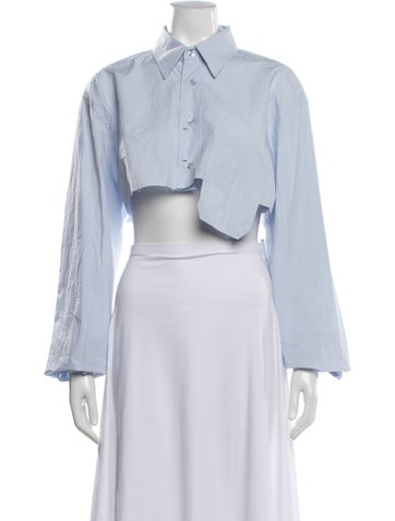 Pre-owned Source Unknown Long Sleeve Crop Top In Blue
