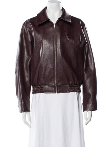 Pre-owned Source Unknown Bomber Jacket In Burgundy