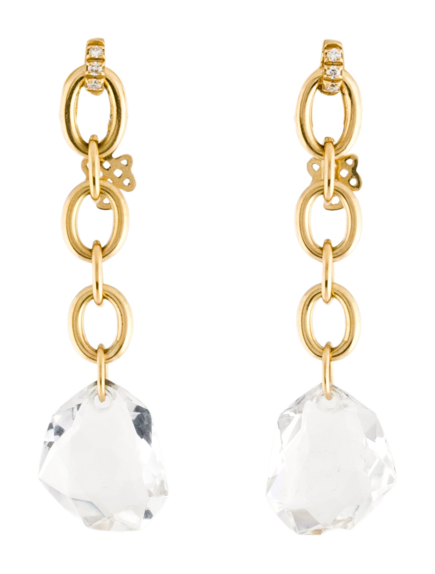 Diane von Furstenberg by H. Stern 18K Diamond & Quartz Drop Earrings