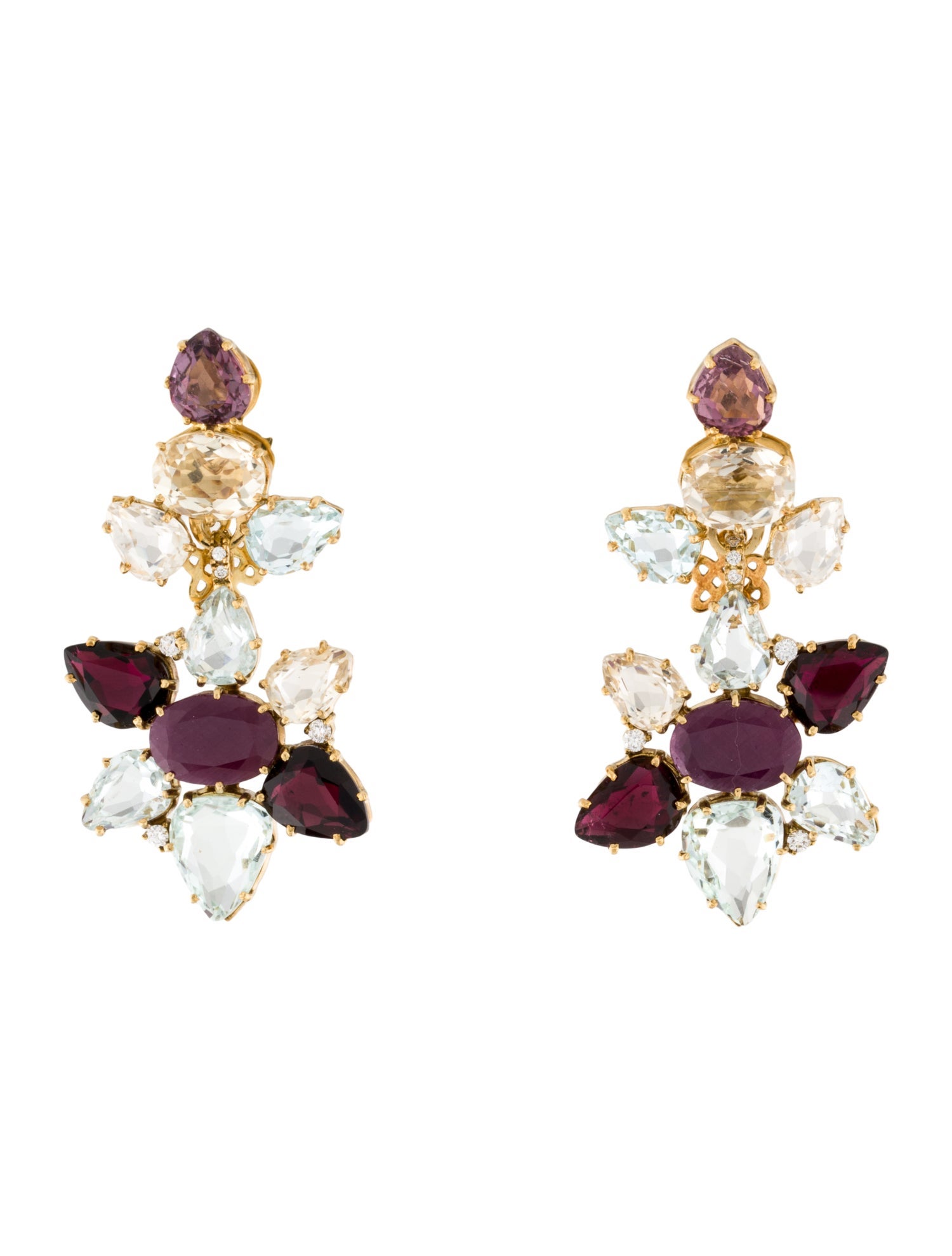 Diane von Furstenberg by H. Stern 18K Harmony Gold Gemstone Drop Earrings