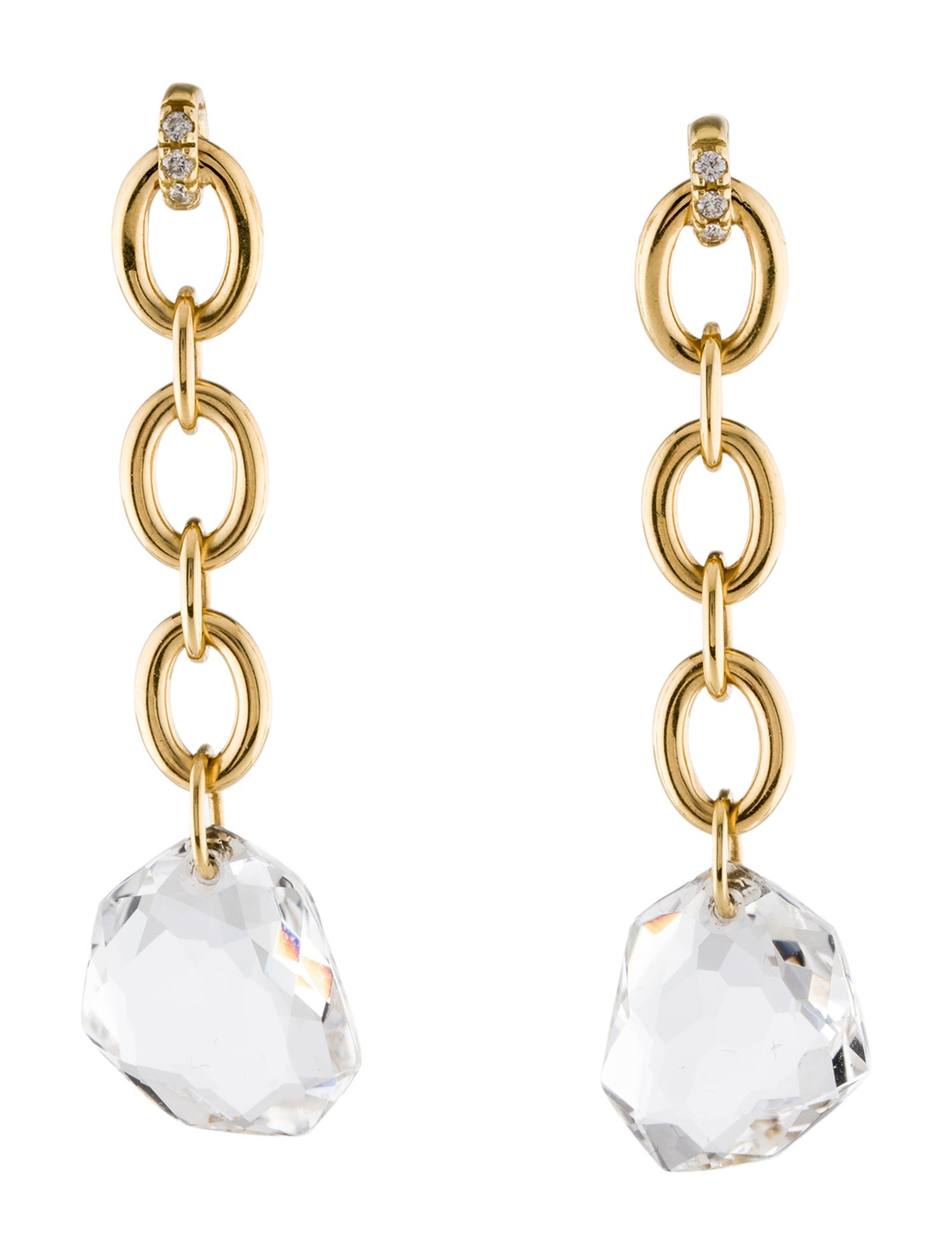Diane von Furstenberg by H. Stern 18K Diamond & Quartz Drop Earrings