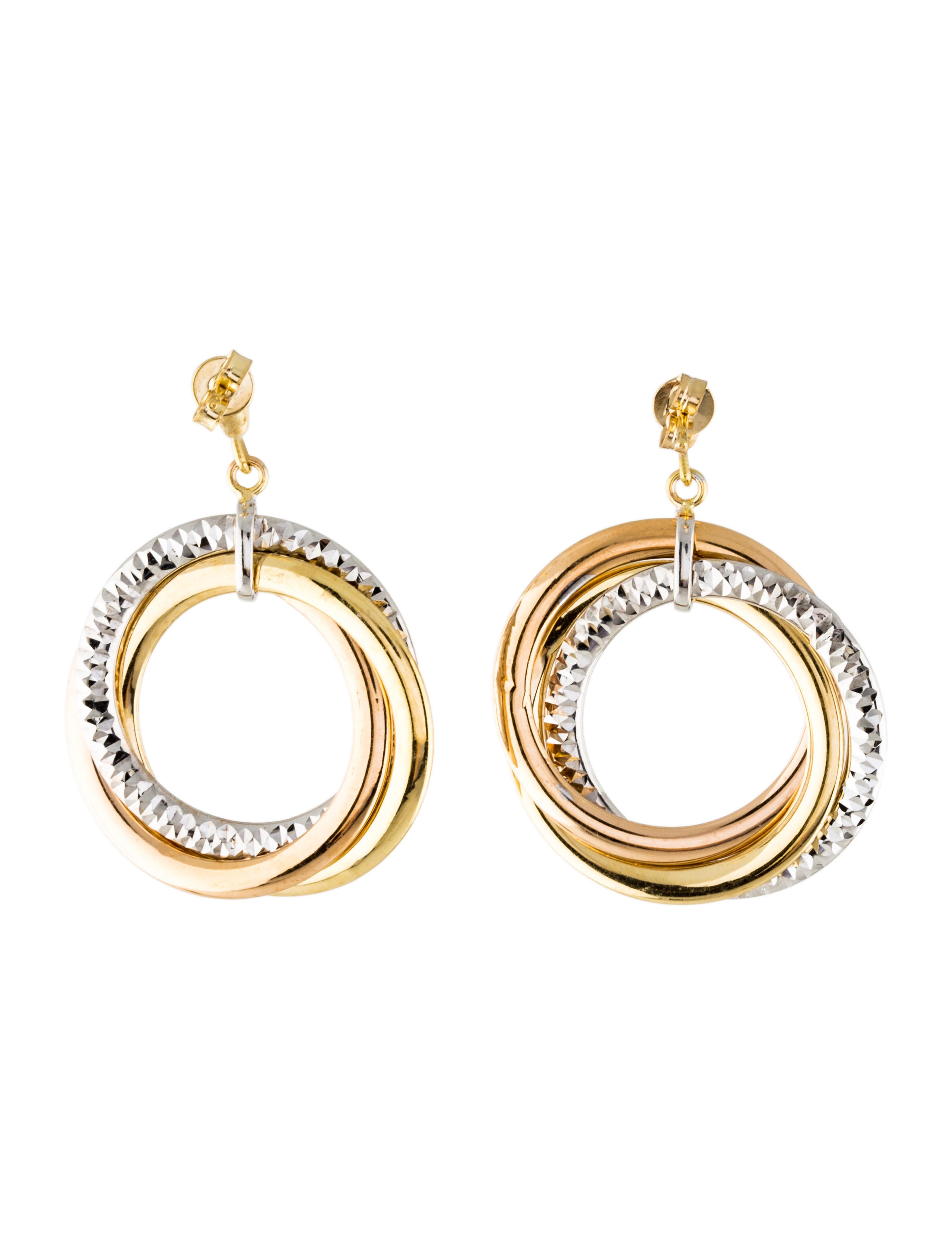 14K TriColor Interlocking Drop Earrings Earrings DGDMA20020 The