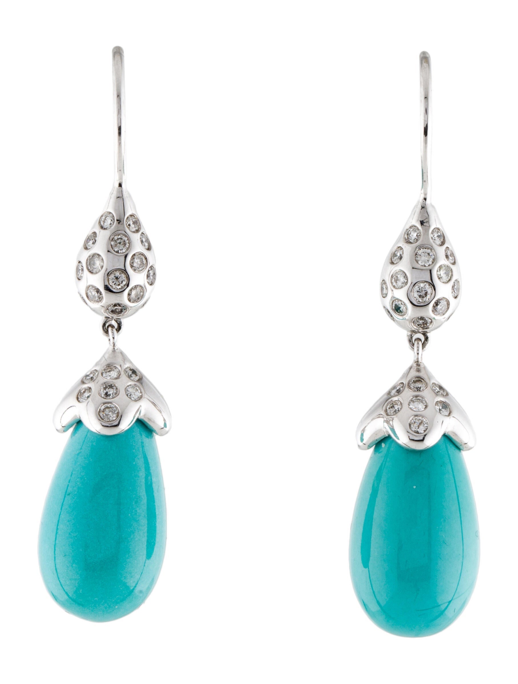 Syna 18K Turquoise, Emerald & Diamond Kamala Drop Earrings 18K Yellow